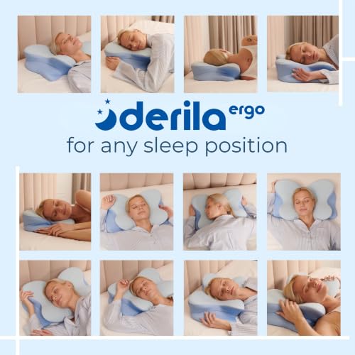Image of Derila Ergo Butterfly Pillow, Memory Foam Neck Pillow, Side Sleeper | 54 x 36 x 12 cm, memory foam, cooling effect, for side, back and stomach sleepers, pack of 1
