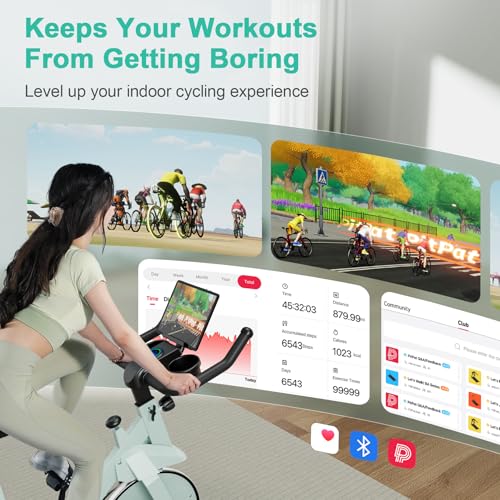 Superun Exercise Bike for Home Use Spin Bike with Adjustable Magnetic Resistance, Stationary Bike with LCD Display and APP, 136 kg Weight Capacity - Image 3