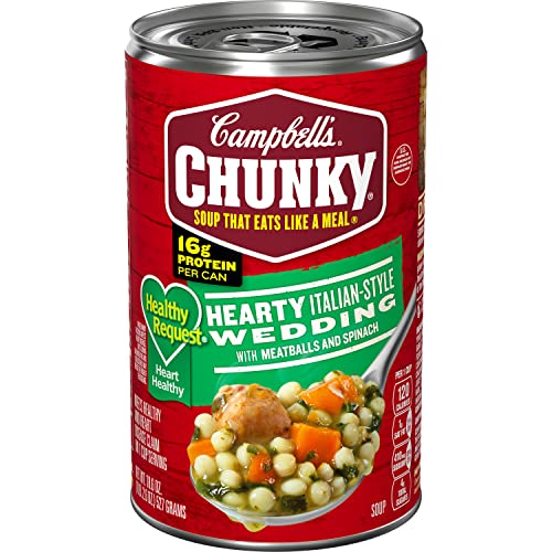 Campbell’s Chunky Healthy Request Soup, Hearty Italian Wedding Soup with Meatballs and Spinach, 18.6 oz Can