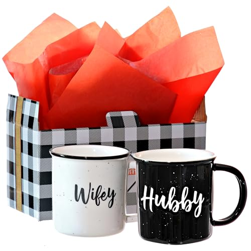 MAINEVENT Wifey Hubby Mugs Set of 2 Coffee Mug 11 Ounce, Husband Wife Gift, His Hers...