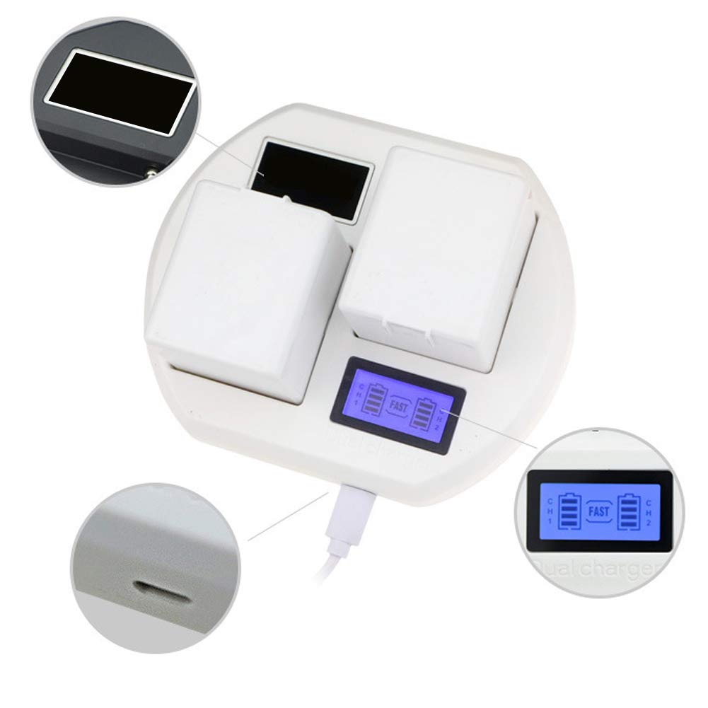 Caricabatterie, Videocamera Caricabatterie Rapido per Batteria USB per Arlo Pro 2/Pro/Walk Light Batteria Caricabatterie Base Intelligente LCD a Doppia Carica