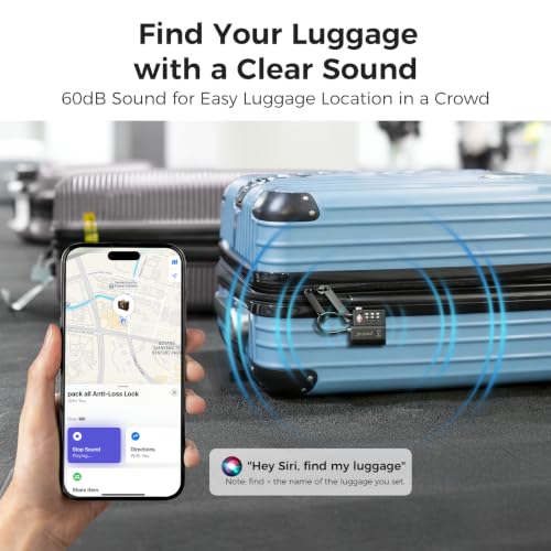 pack all Anti-Lost Tracking Luggage Lock, Smart TSA-Approved Cable Lock | Compatible Only with iOS, USB-C Rechargeable, Resettable 3-Digit Code, Clear Number Dials, Flexible Cable, 1 Pack - image 2