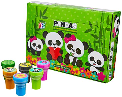 Carimbo Infantil Auto Entintado Pandas, YES, CB2414SOR, 24 Unidades