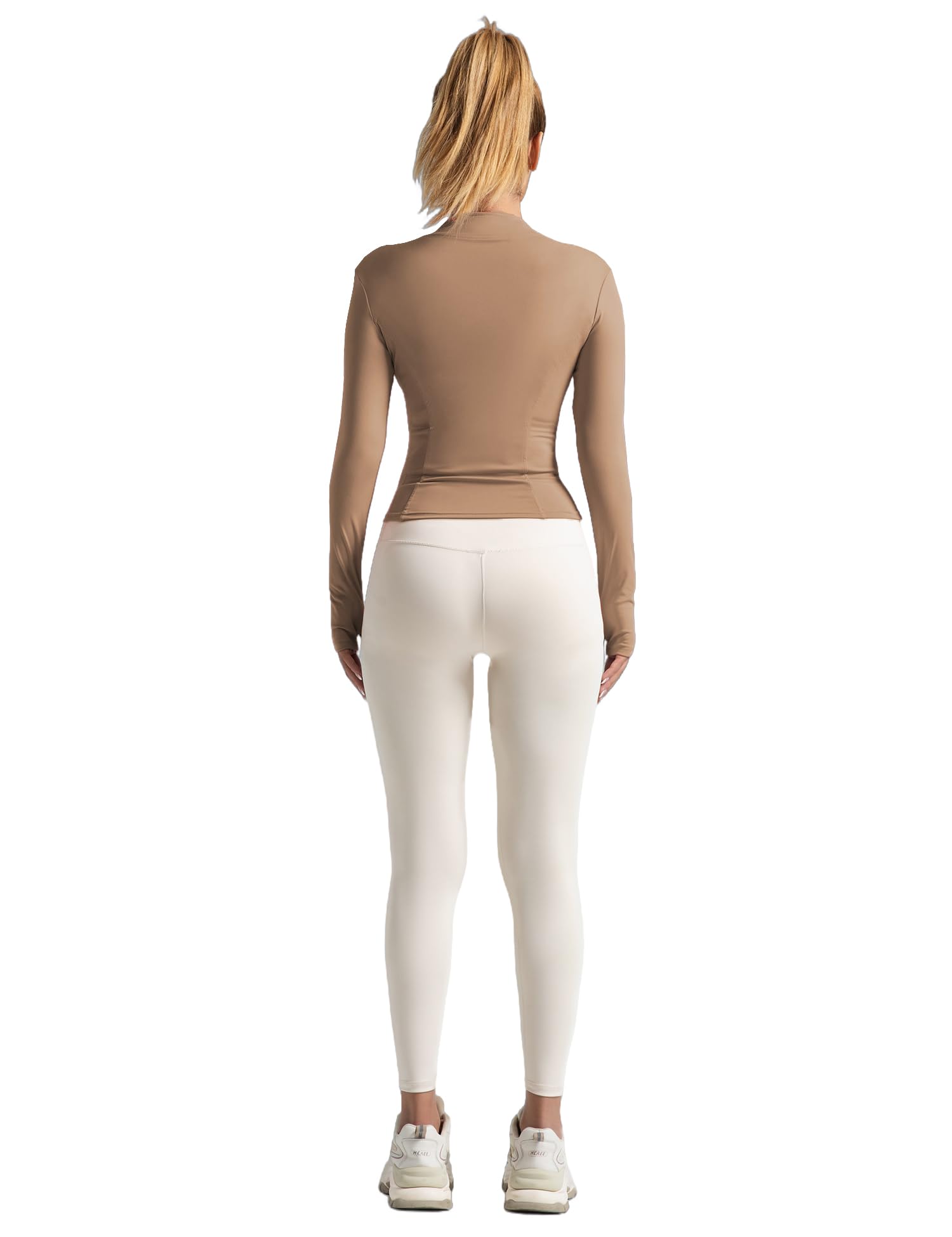 Veste de Sport Femme Léger Veste de Course et Fitness Respirante Avec Trou Pour Le Pouce Haut Zippé pour Yoga, Course à Pied et Gym