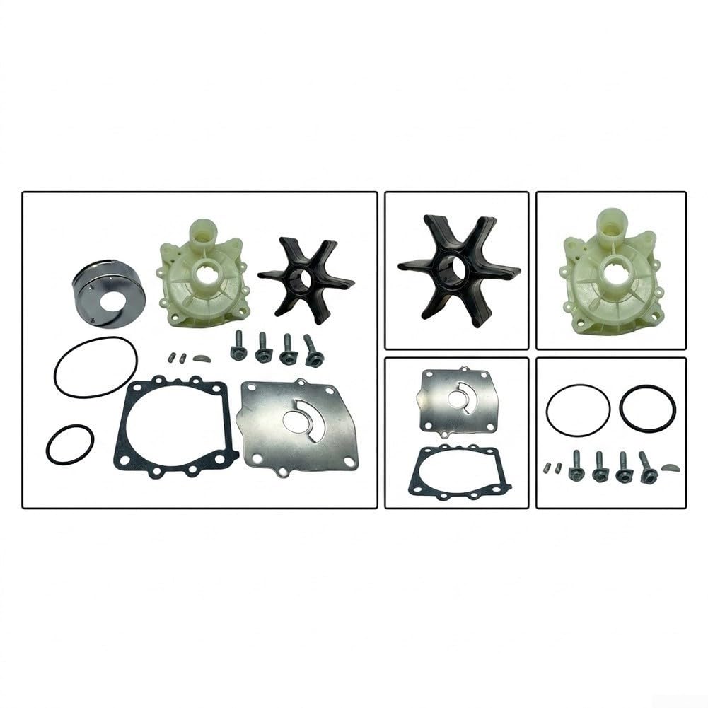 Kit Girante Pompa Acciaio per Motore Marino Kit Girante Pompa | Soluzione completa riparazione, include alloggiamento, compatibilità garantita 150-50HP, installazione per facile fai-da-te
