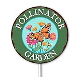 Pollinator Garden Sign Monarch Butterfly Pollinators Sign for Yard Bees Butterfly Gift Garden Vintage Look Sturdy Aluminum Weatherproof Rust Free 9.2" x 9.2"