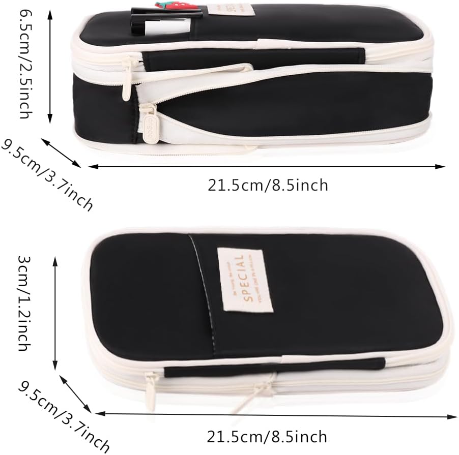 iSuperb Foldable Pencil Case Zipper Big Capacity Aesthetic Canvas Pencil Pouch Compartments Stationery Organizers Pen Bag for Kids Girls Boys Teen Child Student School Supplies Makeup Bags