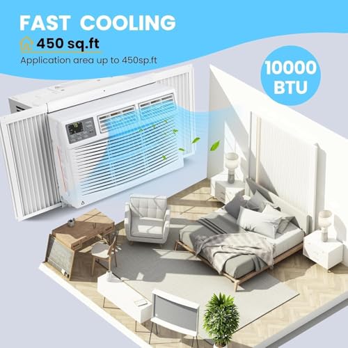 Image of 10000 BTU Window Air Conditioner Unit,Fast Cooling 450 Sq.Ft. Wall Air Conditioner with Remote,App Control,Quiet Operation,Window Ac Unit with Filter,Timer for Bedroom,Apartment