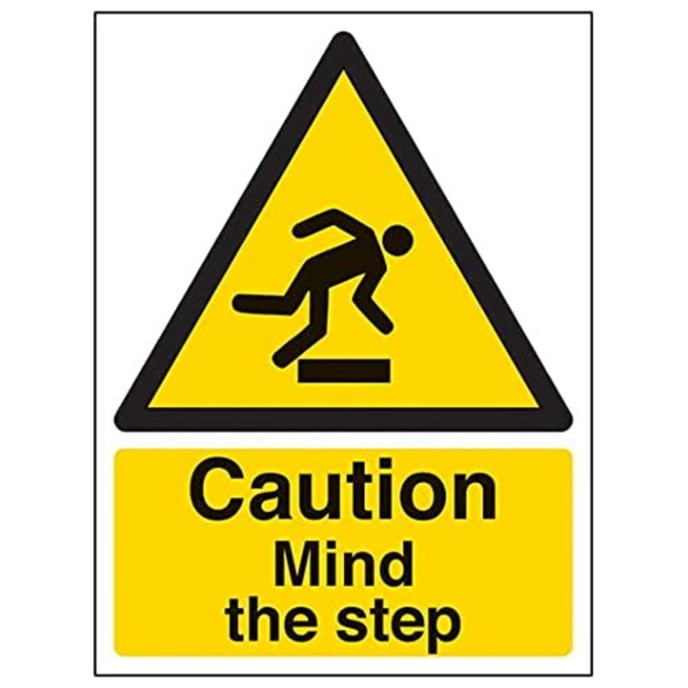 V Safety Eco Friendly Warning General - Caution Mind The Step - 300 X 400mm, Multi, 300x400mm