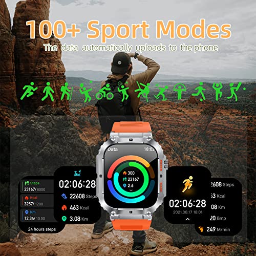 Tiwain Military Smart Watch For Men,1.96 Inches Hd Tactical Outdoor Rugged Smartwatches For Android Phones Iphone Compatible,Fitness Tracker With Heart Rate Blood Pressure Sleep Monitor (Silver) #TOP2