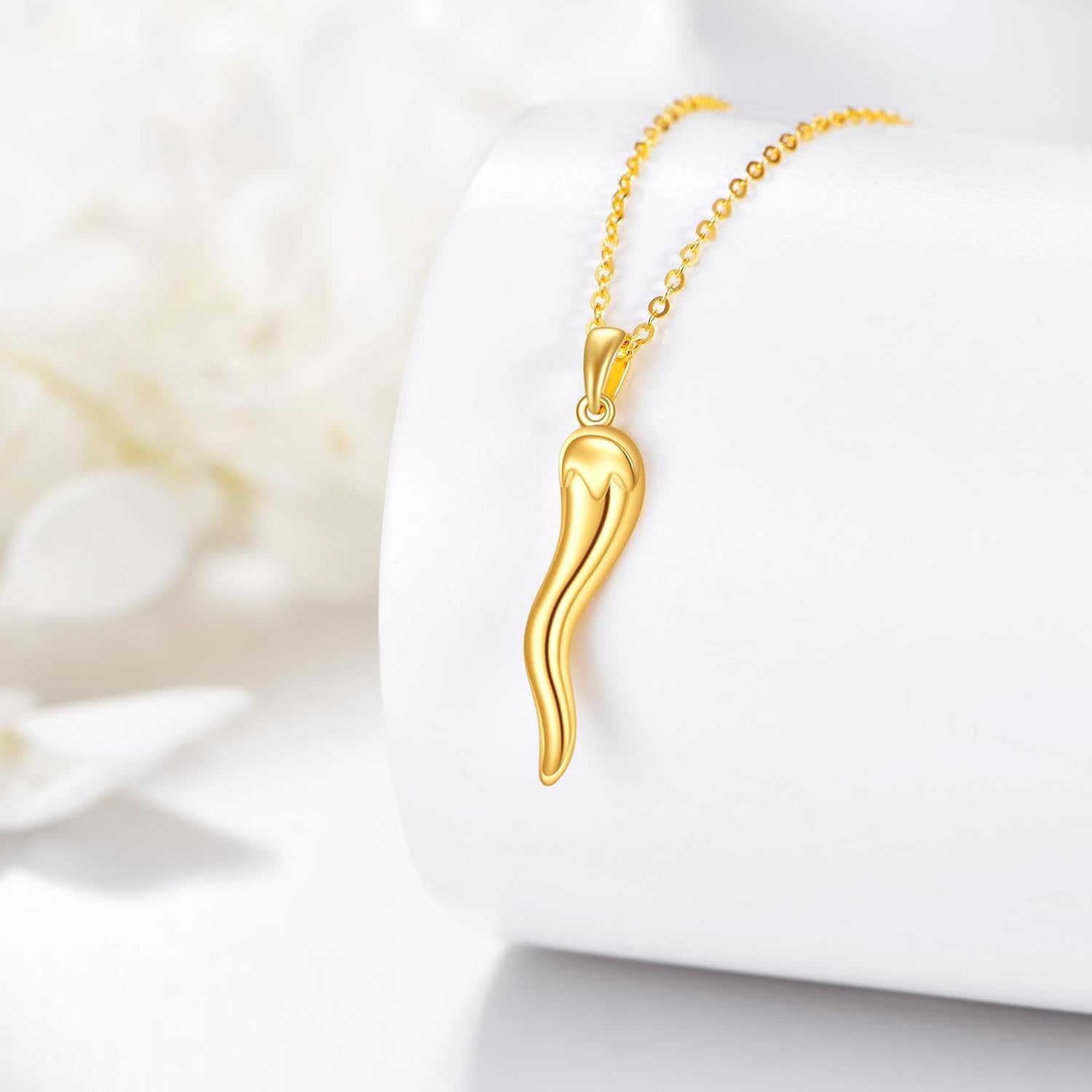 KECHO Gold Italian Horn Necklace 14K Gold Dainty Amulet Talisman Lucky Pendant Necklace Jewelry Gifts for Women Girls - Image 3