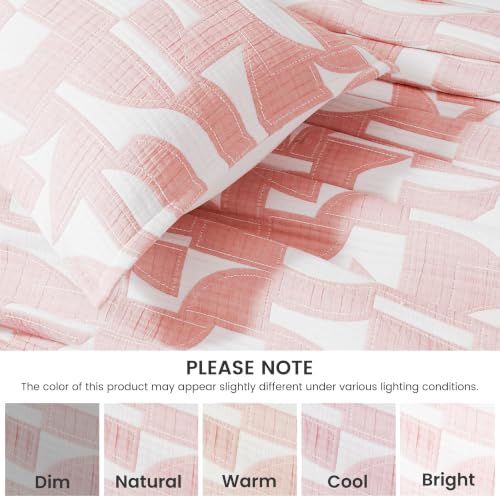 SLEEP ZONE Twin/Twin XL Quilt Set, Cotton Blend Bedding, Pink Bedspread - image 8