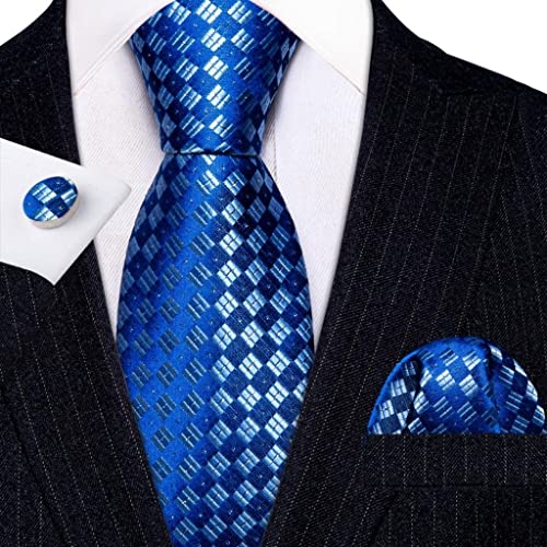 Set de Corbata Gris Plateado Cuadros para Hombre miniatura 2