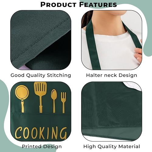 Image of Kraptick Kitchen Apron - Comfortable Cooking Waterproof Apron for Men and Women With Pocket and Side Coral Velvet for Wiping