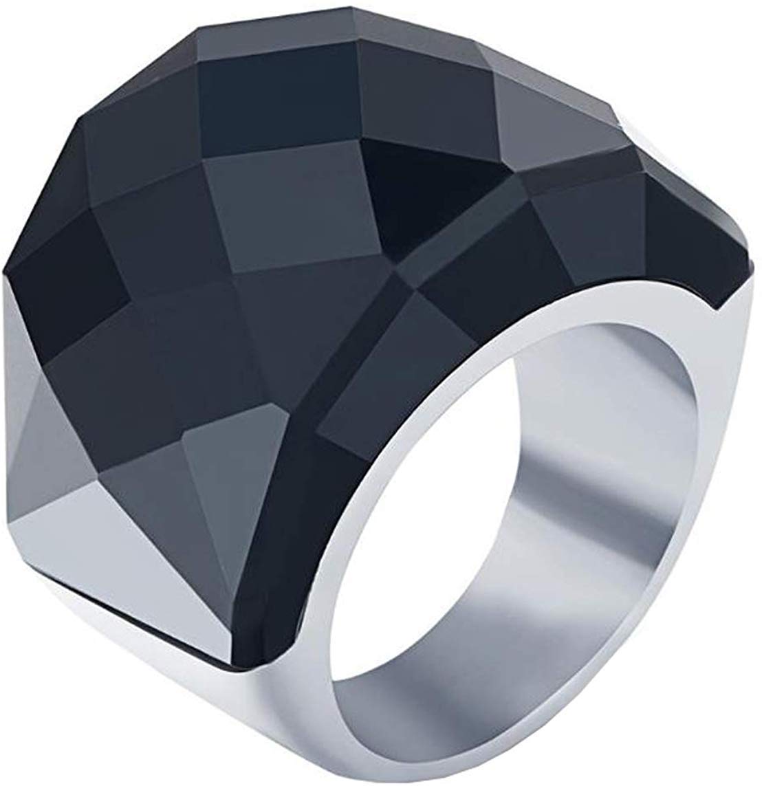 HIJONES Men Women Stainless Steel Cubic Zirconia Royal Crystal Rings Wrap Band Cocktail Style