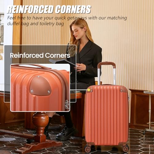 Image of Cosbarn Luggage Sets 5 Piece Suitcases with Wheels, Suitcase Set ABS Hard Case Luggage with TSA Lock Spinner Wheels Durable Travel Luggage