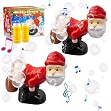 Musical Santa Bubble Blower 2 Pcs Bubble Blowing Santa Bubble Machine with Flashing Lights Automatic Santa Claus Bubble Machine Perfect Christmas Toys for Indoor & Outdoor Festive Fun