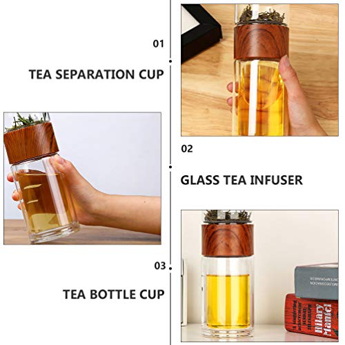 Yardwe Infusor de Chá de Vidro Copo de Chá Copo de Vidro de Alta Temperatura Garrafa de Chá Infusor