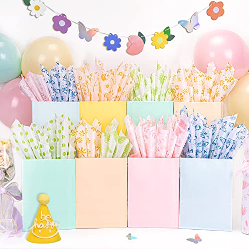 Image of Larcenciel Metallic Flower Tissue Paper - 60 Sheets for Gift Wrapping, Birthday, Holiday & Party Decor, Crafts & Packaging - 19.7x13.8in