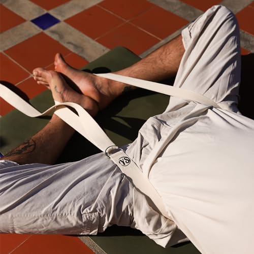 Yoga Studio Sangle de Yoga, 2,5 m Extra Longue en Coton Bio Extensible réglable avec Anneau en D pour Yoga, Exercice, Pilates, Danse, entraînement, Gym, physiothérapie – Écru – vue 8