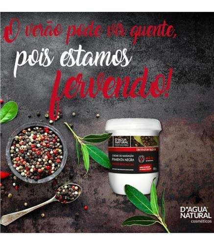 Creme Massagem Pimenta Negra Termoativo Natural Reduz Medida