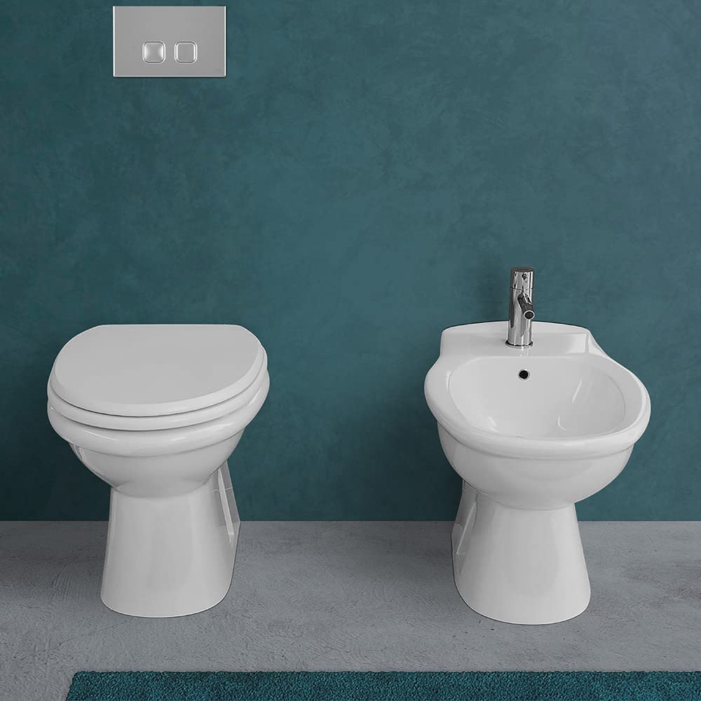 Inbagno WC Singolo Tradizionale Serie Karla in Ceramica Bianco Lucido con Scarico a Pavimento