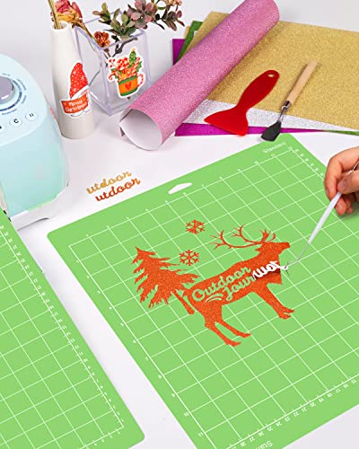 Colemoly 12x12 Cutting Mat 9 Pack Standard for Cricut Maker/Maker 3/Explore 3/Air 2/Air/One Cut Cards 2 Pack Scraper Green Grip Sticky Cricket Replacement Accessories Pad for Supplies,Quilting