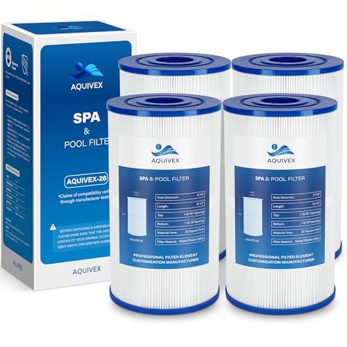 AQUIVEX 73178 Hot Springs Tri-x Hot Tub Filter Compatible with Hot Springs Watkins 31489 71825 73178 73250 APC APCC7095 Filbur FC-3915 Pleatco PWK30 Unicel C-6430 4 Pack