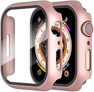 Diruite 2-Pack Screen Protector for Apple Watch Series 3/2/1 38mm Tempered Glass Case,All Around Hard Matte PC Protective for iWatch 38mm Cover-Black