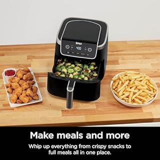Ninja Air Fryer Pro 5-en-1, capacité de 4,7 litres (5 QT), friture à l'air, cuisson, rôtissage, réchauffage et déshydratation, technologie Air Crisp, panier antiadhésif et plaque croustillante, gris