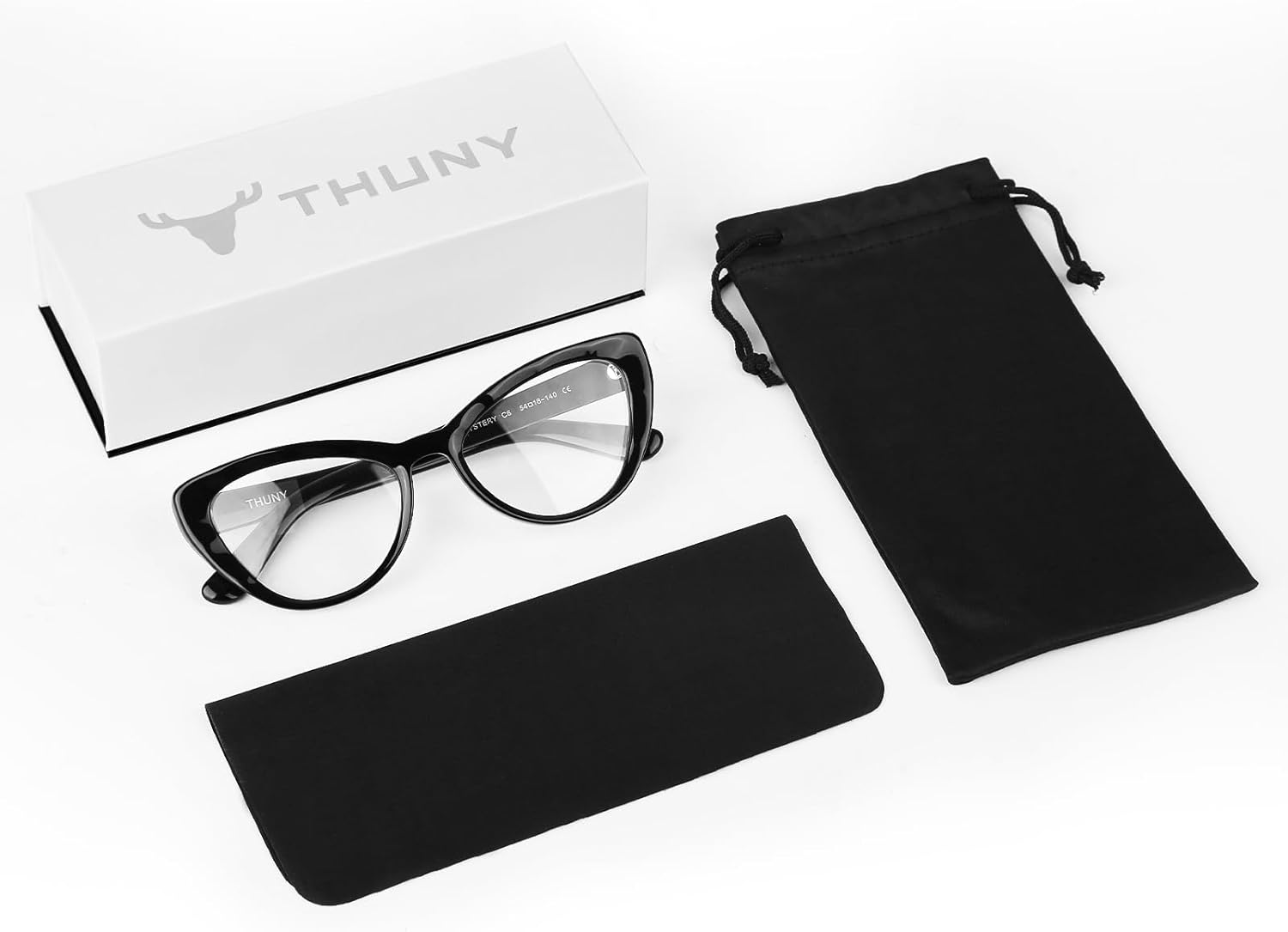 Cateye Spectacle Eyeglasses for Women Black Acetate Frame Stylish Designer Glasees with Petal Pattern image 7 of 7 B0FFBSBGNB