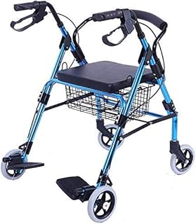 FMOGE Déambulateur À 4 Roues avec Panier ，avec Dossier, Siège Et Sac Déambulateur Standard Et Cadre De Marche pour Personnes Âgées