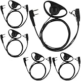 TENQ 5pack D Shape Earpiece Headset PTT for Kenwood Puxing Wouxun Baofeng Two Way Radio Walkie Talkie 2pin