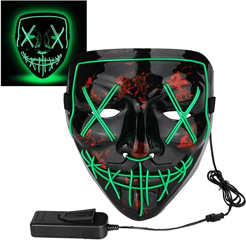 Party Propz Horror mask for men - 1 Pcs, Ghost Face | hacker mask | horror face | devil Masks | Masks for party | light masks | Neon Party (Dark Green)