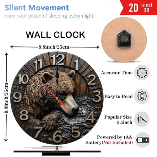 Reloj de Pared de Madera con Movimiento Silencioso 10 Pulgadas miniatura 3