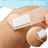 Funtery 100 Pcs Silicone Bandages Assorted Sizes Sensitive Skin, Painless Removal Silicone Bandages for Fragile Sensitive Skin Elderly Painless Removal Delicate(5 Size,Square)