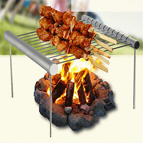 Aourrmmer 1PC Foldable Stainless Steel BBQ Grill Rack Portable Camping Mini BBQ Grill Rack Barbecue Accessories For Home And Outdoor Use Barbecue (Color