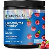 KEY NUTRIENTS Multivitamin Electrolytes Powder No Sugar - Sweet Blue Raspberry Electrolyte Powder - Endurance & Energy Supplement - Hydration Powder - No Calories - 90 Servings - Made in USA