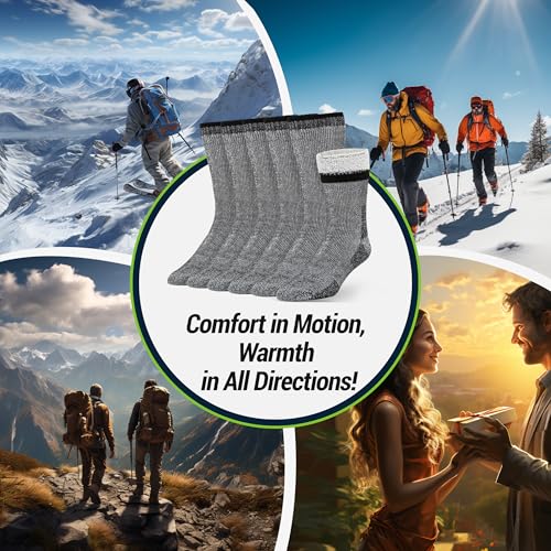Image of Alvada Mens Merino Wool Crew Socks Thermal and Warm Socks for Winter Work Hiking Running 3 Pairs