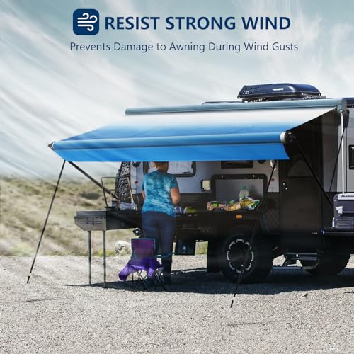 Kohree RV Awning Tie Down Kit, Upgraded Heavy-Duty Camper Awning Anchors Kit Accessories, Durable Straps & Storage Bag, Easy Installation