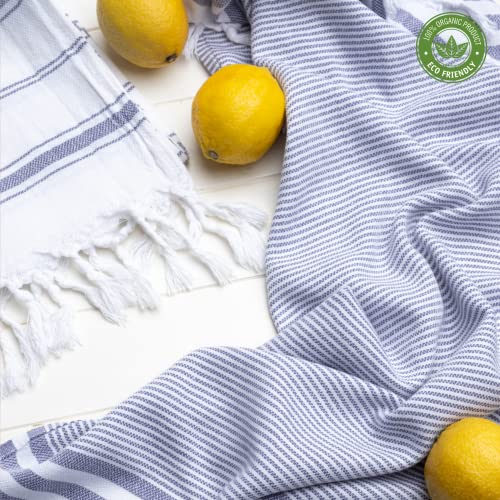 Feshka Turkish Hand Towels Set Of 2-100% Organic Cotton, 18X32 Prewashed Super Absorbent Peshtemal Towel For Hand, Kitchen, Face, Hair, Gym, Dishcloth, Yoga, Tea, Farmhouse Boho Decor (Purple) #TOP3