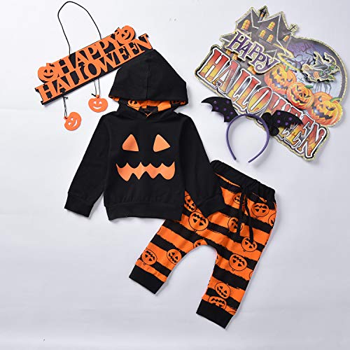 Unutiylo Toddler Newborn Baby Boys Halloween Haunt O'Lantern Clothes Pumpkin Skellington Smiles Outfits Sets2