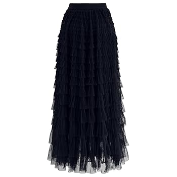 CHICWISH Women's Black Swan Cloud Tiered Layered Mesh Ballet