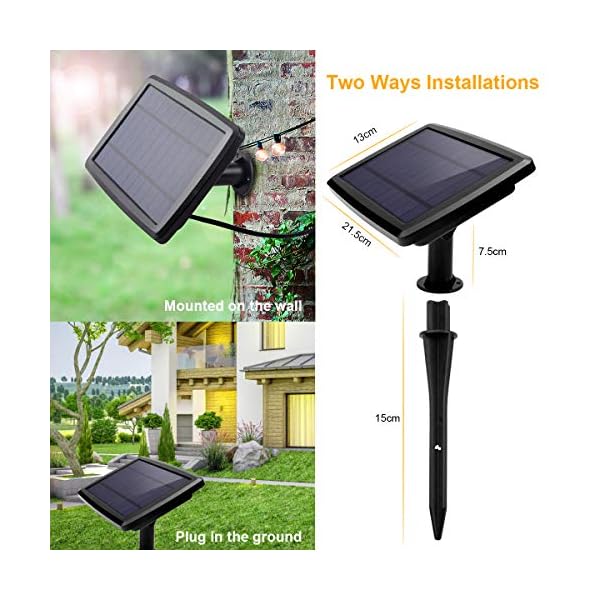 Qxmcov Solar Lichterkette Außen, Lichterkette Glühbirnen 25+2 LED Solar Lichterkette Aussen Globe Birnen Lichterkette… – Bild 7
