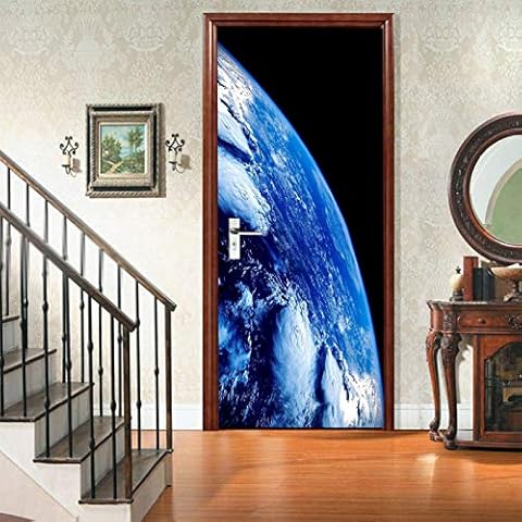 WZKED 3D Space Planet Door Sticker Cover