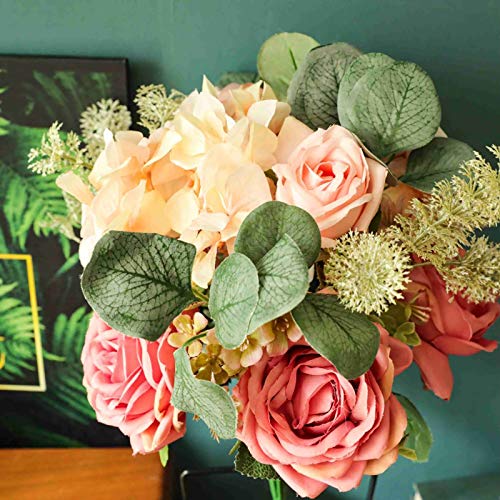 Artificial Flowers Silk Flowers Fake Rose For Outdoor Artificial Rose Flower Peony Flower Leaves Bridal Bouquet Wedding Home Decor For Home Wedding Kitchen Garden Table Indoor Outdoor #TOP4