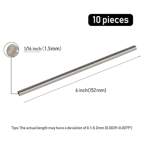 Miniatura 58 de 3 varillas redondas de acero inoxidable 304, 1/2 pulgadas de diámetro y 12 pulgadas de longitud, varillas de eje sólido de metal para la industria