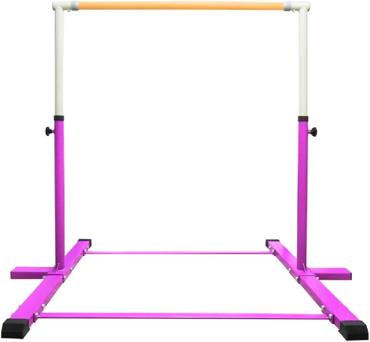 Gymnastics Bar Kip Bar for Kids with 6'x4' Tumble Gymnastics Mat Set, Adjustable Height 3 to 5 FT Horizontal Bar Professional Junior Gymnast Gymnastic Bar, Expandable Asymmetric Bar Pink