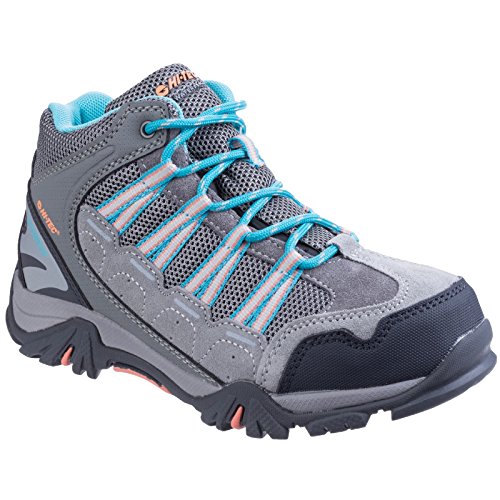 HI-TEC Childrens/Kids Forza Mid Waterproof Hiking Shoes (11 US Child) (Cool Gray/Blue/Papaya Punch)