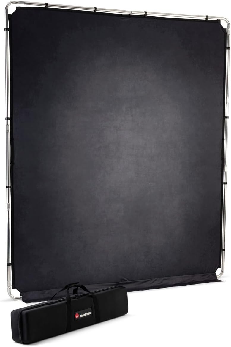 Manfrotto EzyFrame Vintage Background Kit - Colour Pewter - Collapsible - Aluminium Frame - 2 metre x 2.3 metre - with Rigid Carry Case - LL LB7936